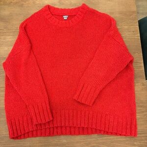 Aerie Red Chunky Knit Sweater Cozy Winter Pullover Size S